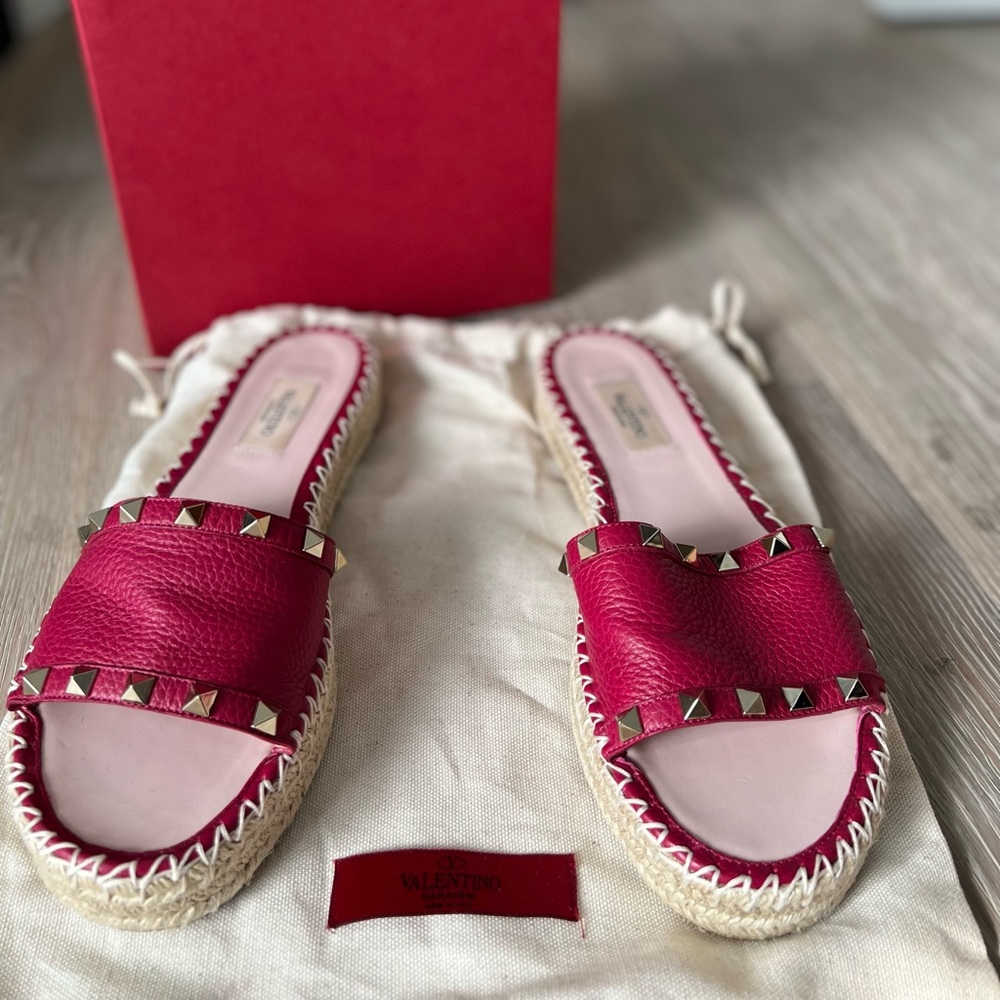 Women's Rockstud Double Espadrille Platform Slide Sandals